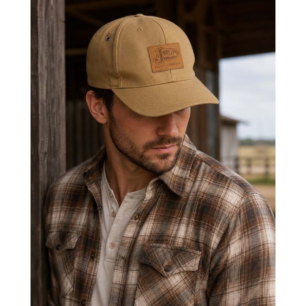 Justin Men's 6-Panel Logo Embroidery Khaki Cap JCBC714-KHAKI New Without Tags #1